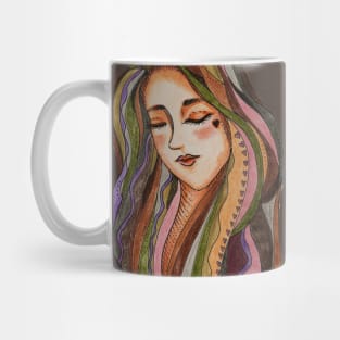 Female Portrait illustration by Pencil color Mug